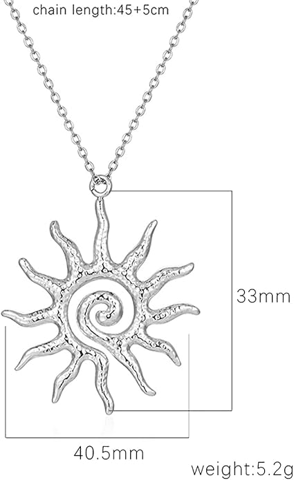 PINK TOWN Sun Necklace for Women Vintage Bohemian Spiral Sun Pendant Necklace Unique Gold Statement Sun Necklace Boho Style Jewelry