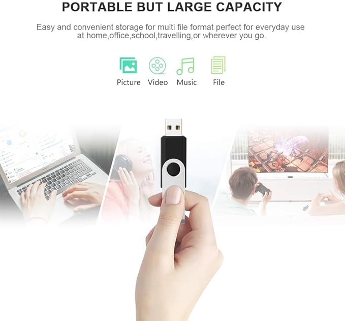 KEXIN 64GB Flash Drive 20 Pack Flash Drive Bulk USB Thumb Drive 64 GB USB Drive USB 2.0 Flash Drive with Led Indicator, Black