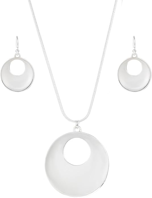 Madison Tyler Gold Plated Jewelry Set for Women | Silver Teardrop Pendant Necklace Trendy | Long Necklace with Snake Chain | Fashion Dangle Earring Set