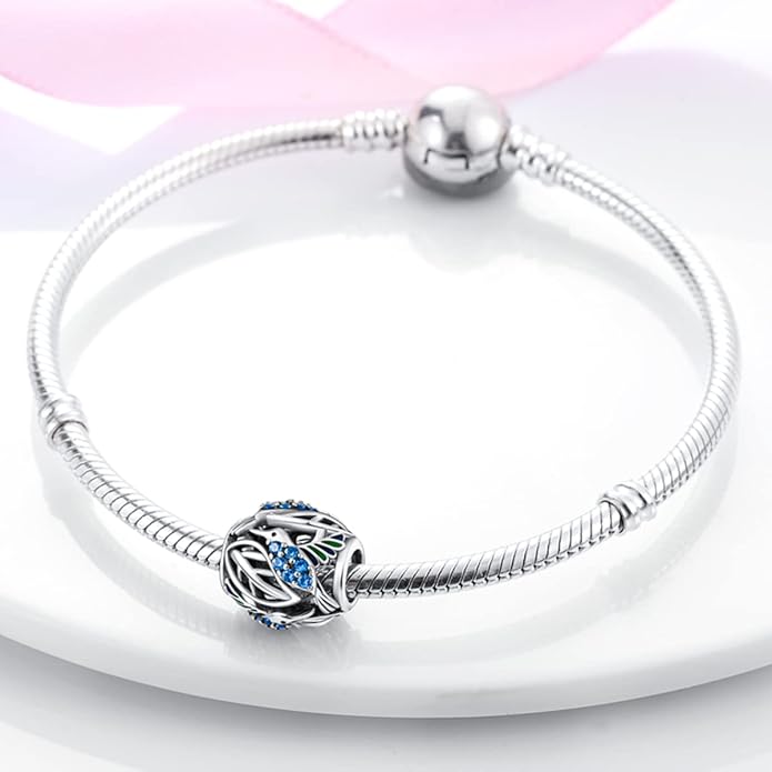 Parmuz 925 Sterling Silver Charm for Bracelet Necklace Dangle Love Mom Ocean travel Butterfly Party Charm Beads Pendants DIY Jewelry for Women