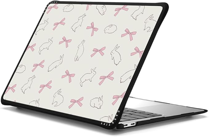 CASETiFY Impact MacBook Air 13" (M1/Intel) Case [Cushioned Impact Corners/Scratch-Resistant/Anti-Slip Grip] - Rabbit Ribbon - Clear Black