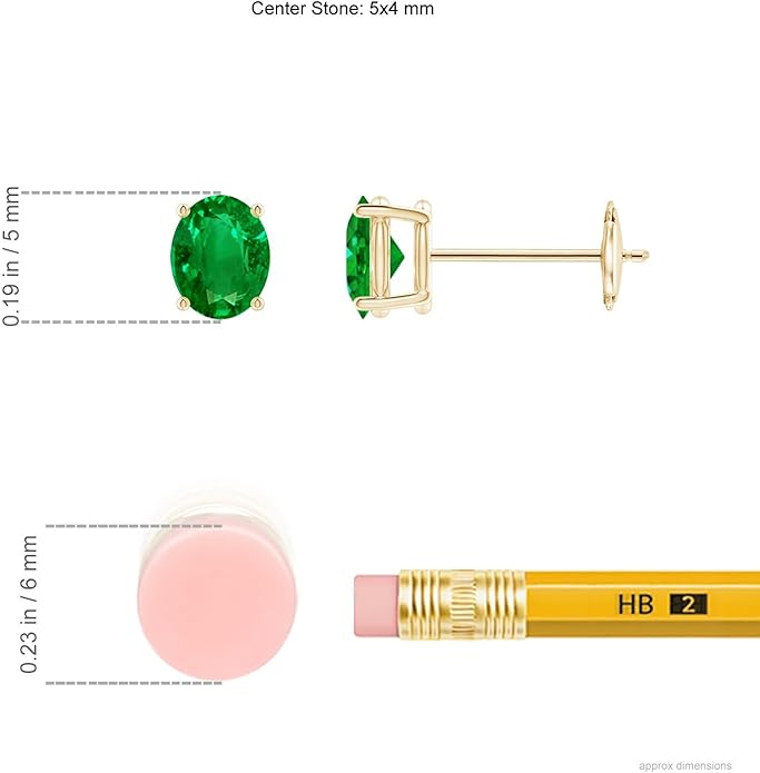 ANGARA Natural Emerald Earrings for Women | Oval Shape Emerald Classic Earrings in 14K Solid Gold/Platinum | May Birthday, Anniversary, Gemstone Jewellery Gift