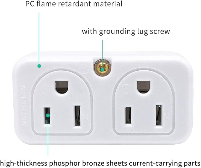 SYCON Adapter Outlet Extender, 2-Prong Mini Wall Plug, Multi Outlet Splitter with 4 Outlets