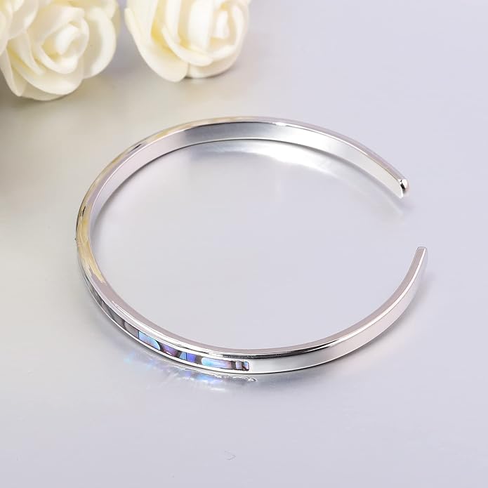 CiNily Womens Cuff Bracelet,Opal Bangle Bracelets Gold Plated Hypoallergenic Ladies Gemstone Open Cuff Bangle Bracelet