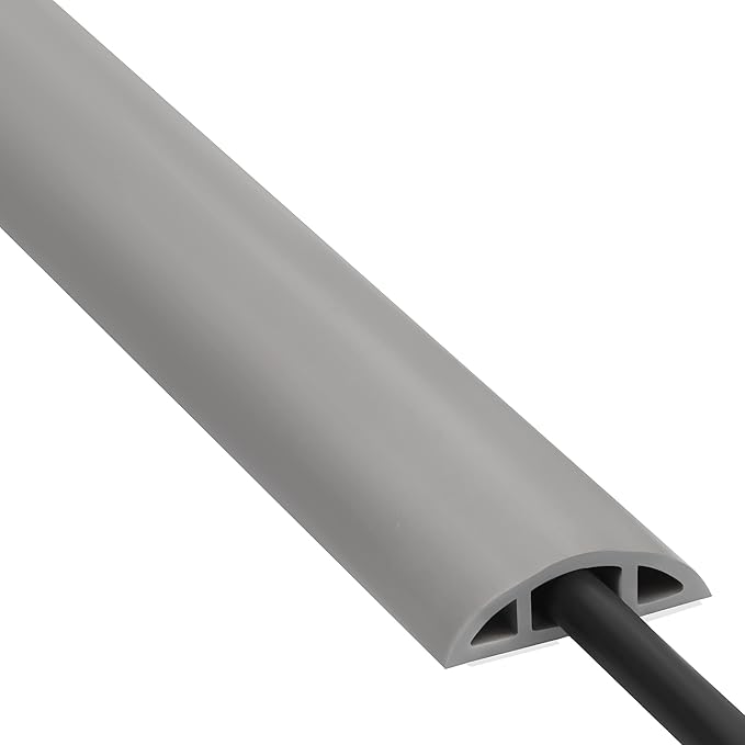 ZhiYo Floor Cord Cover 4ft, Cord Hider Floor Gray, Cable Management Cover Prevent Cable Trips, Wire Covers for Electric Power Cords, Wire Protector Cavity W0.47 x H0.28