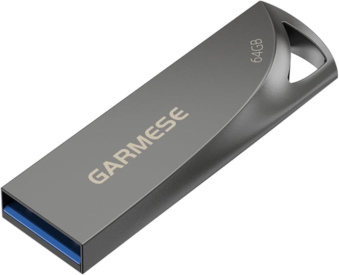 64GB USB 3.0 Flash Drive, Waterproof Metal USB Memory Stick, Slim Thumb Drive Portable Pen Drive with Keychain Hole Stylish Jump Drive for PC Computer Car - Gray