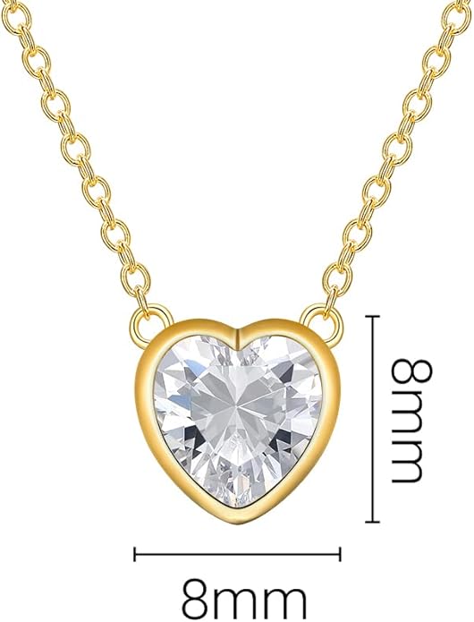 925 Sterling Silver Cubic Zirconia Necklace and Earrings Set for Women, Heart, Cushion, Round, Emerald Cut CZ, Solitaire Bezel Jewelry Set, CZ Bridal Jewelry Set, Bridesmaid Gift