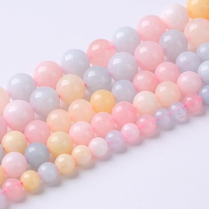 36pcs 10mm Natural Stone Morganite Beads Round Loose Beads for Jewelry Making DIY Bracelets Necklaces Crystal Energy Healing Stone Beads 15" (10mm, Morganite)