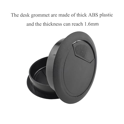 HAHIYO 2Pcs 2.4Inch/60mm Black ABS Plastic Sector-Shaped Desk Grommet Wire Grommet Cable Management Cord Hole Cover Desk Wire Hole Insert Wire Organizer for Computer Office Home Equipment System