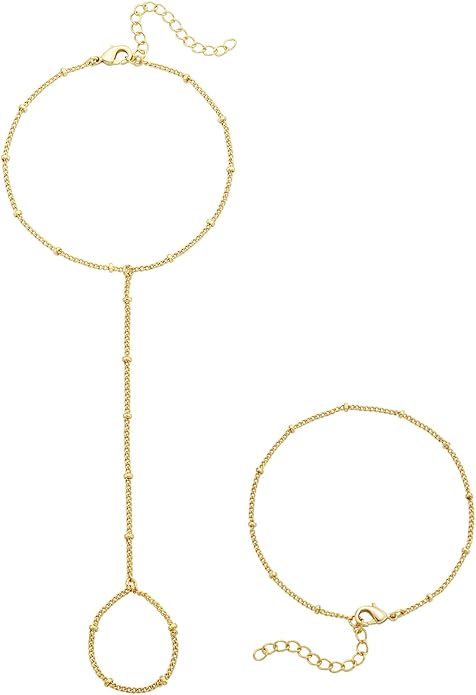 adoyi Valentines Day Gifts for Her Gold Bracelets for Women, 14K Gold Plated Stackable Bracelet Stack Set Adjustable Charm Paperclip Chain Cuban Link Layered Waterproof Jewelry Sets Gifts for Womens