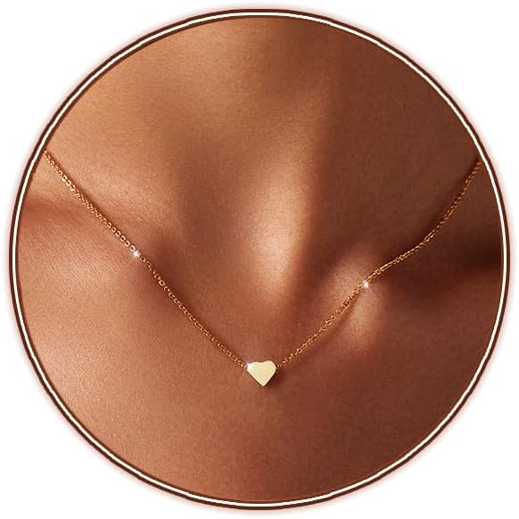 Cute Heart Necklace for Women Gold/Silver Plated Heart Pendant Choker Necklaces Tendy Love Heart Chain Necklace Dainty Gold/Silver Necklace Jewelry Gifts for Women