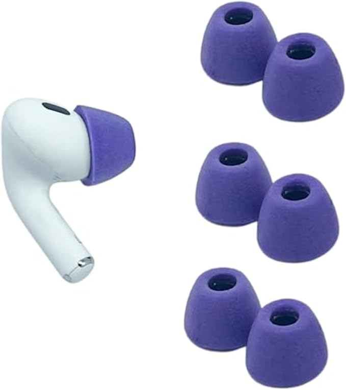 Comply Memory Foam Replacement Earbud Tips for Apple AirPods Pro 1 & 2 | Ultimate Comfort, Secure Fit, Superior Noise Isolation | Anti Slip, Prevent from Falling Out | Purple (S/M/L) (3 Pairs)