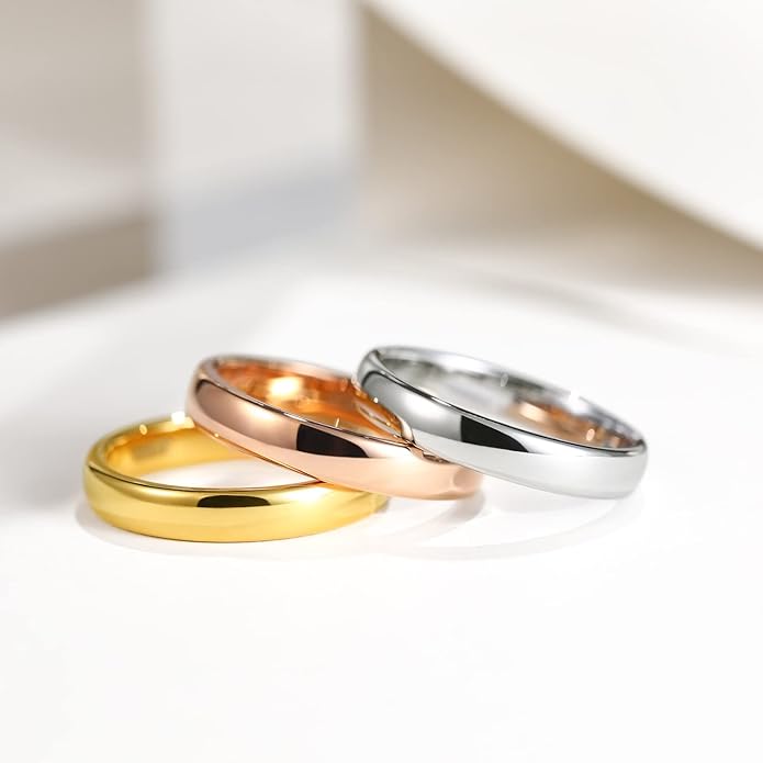 Greenpod 2mm 4mm 6mm Tungsten Wedding Bands Ring for Women Men Rose Gold Plated/Silver/24K Gold Plated/Black Polished Slim Engagement Promise Rings Comfort Fit Size 4-13