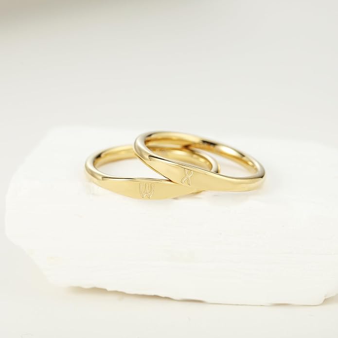 Gold Initial Rings for Women Non Tarnish Thumb Rings for Teen Girls 14K Gold plated for Women