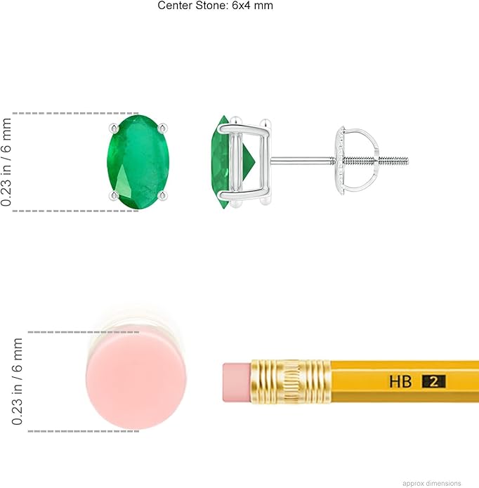 ANGARA Natural Emerald Earrings for Women | Oval Shape Emerald Classic Earrings in 14K Solid Gold/Platinum | May Birthday, Anniversary, Gemstone Jewellery Gift