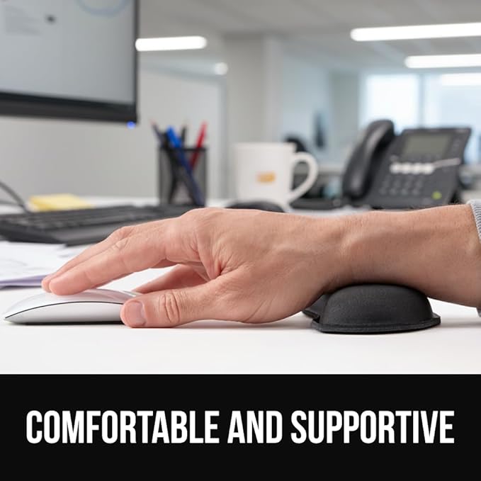 GORILLA GRIP Silky Memory Foam Keyboard Wrist Rest and Mouse Pad for Computer, Ergonomic Design Typing Support, Desk Office Supplies, Hand & Arm Mousepad Cushion and Coaster, 4 Piece Set, Black