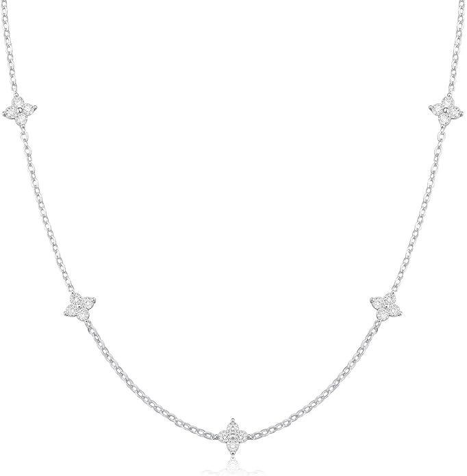 Valentines Day Gifts for Women Her - Dainty Necklaces for Women Cute Station Choker Simulated Diamond Necklace Simple Layering CZ Necklace Trendy Jewelry Gifts