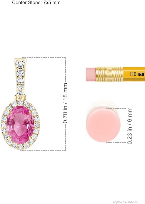 Angara Natural Pink Sapphire Pendant for Women | Vintage Style Oval Pink Sapphire Halo Pendant in 14K Solid Gold/Platinum With 18" Chain | Birthday, Anniversary, Gemstone Jewelry Gift