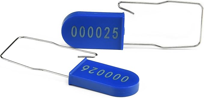 1000PCS Plastic Padlock Security Seals Metal Wire Padlocks Electric Meter Lockout Tags Disposable Anti-Tamper Lock Numbered Anti Tamper Tags Blue