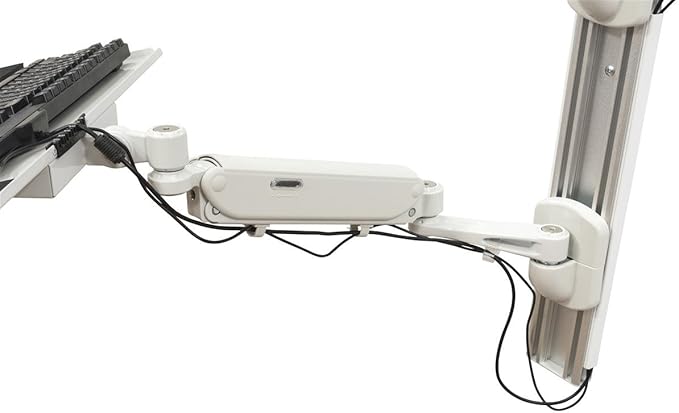 Displays2go Wall Mounted Computer Station, Monitor Mount, CPU Holder, Adjustable Arms (DWSSW01WT)