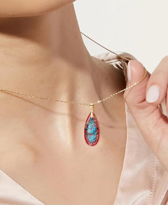 Stone Necklaces for Women Teardrop Gemstone Pendant Necklace Natural Stone Chain Necklaces