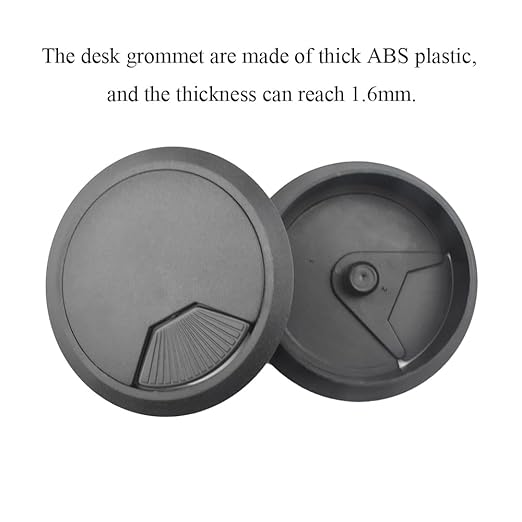 HAHIYO 2Pcs 3.15Inch/80mm Black ABS Plastic Sector-Shaped Desk Grommet Wire Grommet Cable Management Cord Hole Cover Desk Wire Hole Insert Wire Organizer for Computer Office Home Equipment System