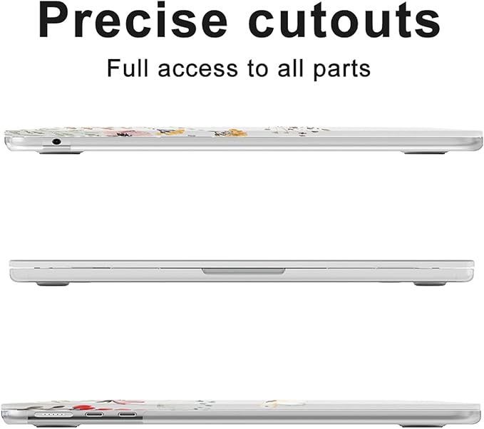 G JGOO Compatible with MacBook Air 13 inch Case 2025 2024 2023 2022 M4 A3240 M3 A3113 M2 A2681, Clear Plastic Hard Shell for MacBook Air 13.6 inch Case+Keyboard Cover+Screen Protector, Garden Flower