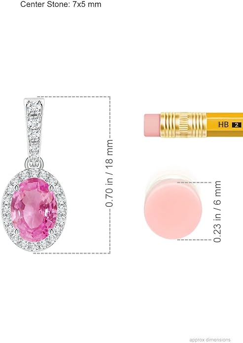 Angara Natural Pink Sapphire Pendant for Women | Vintage Style Oval Pink Sapphire Halo Pendant in 14K Solid Gold/Platinum With 18" Chain | Birthday, Anniversary, Gemstone Jewelry Gift