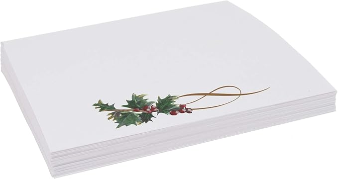 Christmas and Holiday Holly Swirl Place Cards, Set of 150, Pre-cut and Scored - Wedding, Party, Dinner, and Special Events - Made in the USA