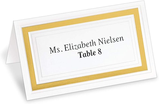 PaperDirect White Cover Stock Place Cards with Gold Foil Border, 400-Pack