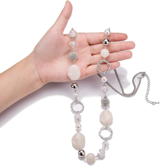 PEARL&CLUB Long Beaded Necklaces For Women - Sweater Chain Fashion Jewelry Necklace Gifts For Women