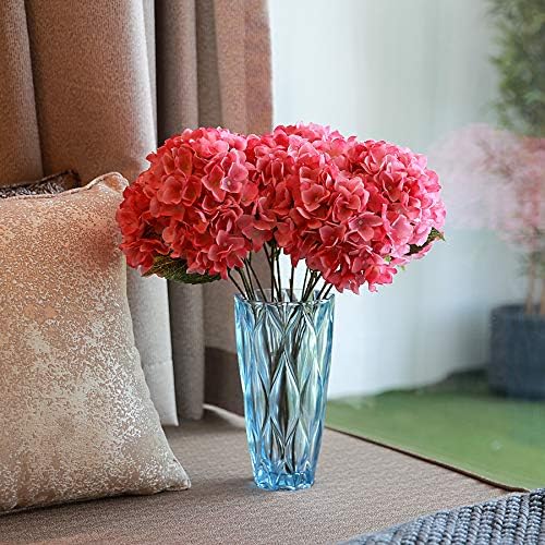Kimura's Cabin 2Bouquets Pink Fake Hydrangea Flowers Artificial Silk Hydrangeas Bouquets 10Heads for Home Table Centerpieces Wedding Festival Party Decoration (Pink, Pack of 2
