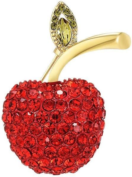 Fruit Brooch Austrian Crystal Rhinestone Brooch 18K Gold Plated Birthstone Lapel Pin Jewelry Birthday Gifts for Women Men