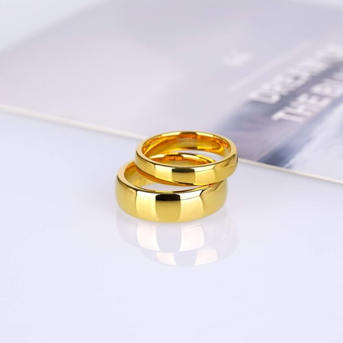 Greenpod 2mm 4mm 6mm Tungsten Wedding Bands Ring for Women Men Rose Gold Plated/Silver/24K Gold Plated/Black Polished Slim Engagement Promise Rings Comfort Fit Size 4-13