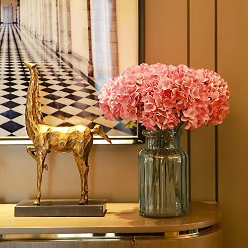 Kimura's Cabin 2Bouquets Pink Fake Hydrangea Flowers Artificial Silk Hydrangeas Bouquets 10Heads for Home Table Centerpieces Wedding Festival Party Decoration (Pink, Pack of 2
