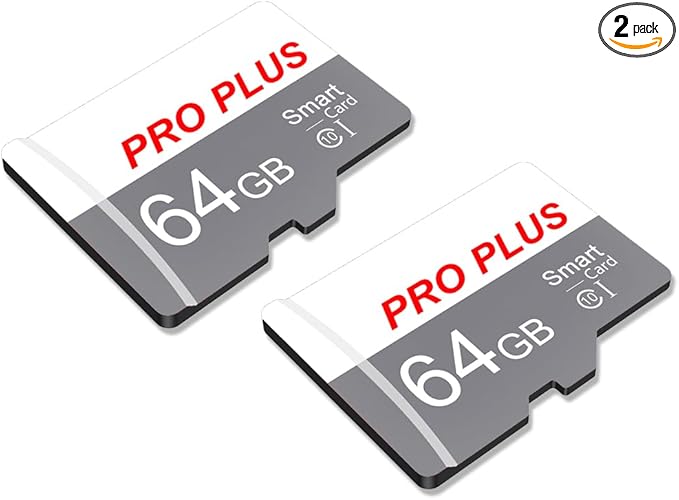 2 Pack TF Card 64GB with Adapter, High Speed Memory Card, UHS-I C10 A1 Memory TF Card for Tablet/Mobile Phone/Camera/Car Audio/Game Console (TF183 White Gray 64GB)