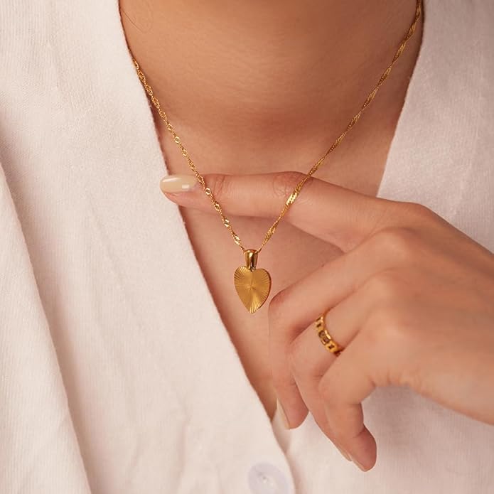 IBARA Women Gold Dianty Necklace Sun Crescent Moon Star Evil Eye Lock Lovely Heart Flower Butterfly Pearl Pendant Coin Necklaces 18K Gold CZ Diamond Filled Chain Boho Beach Simple Handmade Jewelry