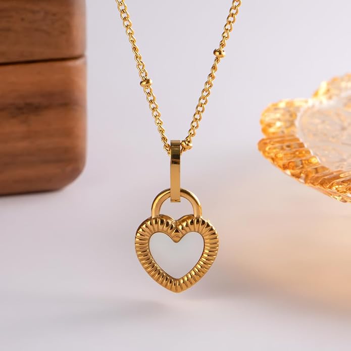 IBARA Women Gold Dianty Necklace Sun Crescent Moon Star Evil Eye Lock Lovely Heart Flower Butterfly Pearl Pendant Coin Necklaces 18K Gold CZ Diamond Filled Chain Boho Beach Simple Handmade Jewelry