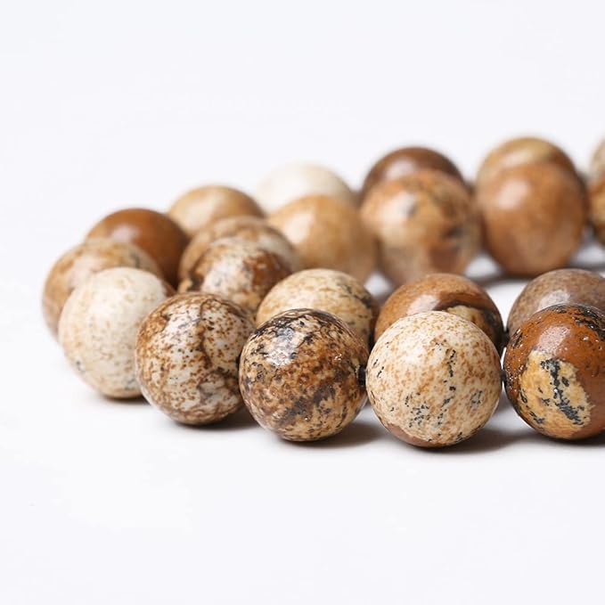 4mm 90pcs Natural Picture Jaspers Stone Beads Round Smooth Gemstones Loose Spacer Beads for Jewelry Making DIY Necklaces Bracelets 15"(Picture Jasper Stone, 4mm)