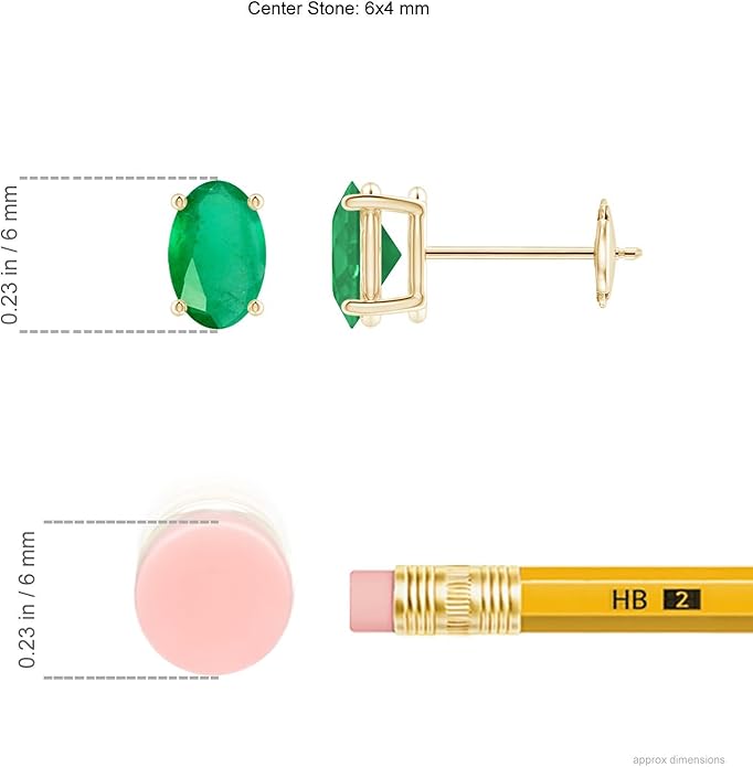 ANGARA Natural Emerald Earrings for Women | Oval Shape Emerald Classic Earrings in 14K Solid Gold/Platinum | May Birthday, Anniversary, Gemstone Jewellery Gift