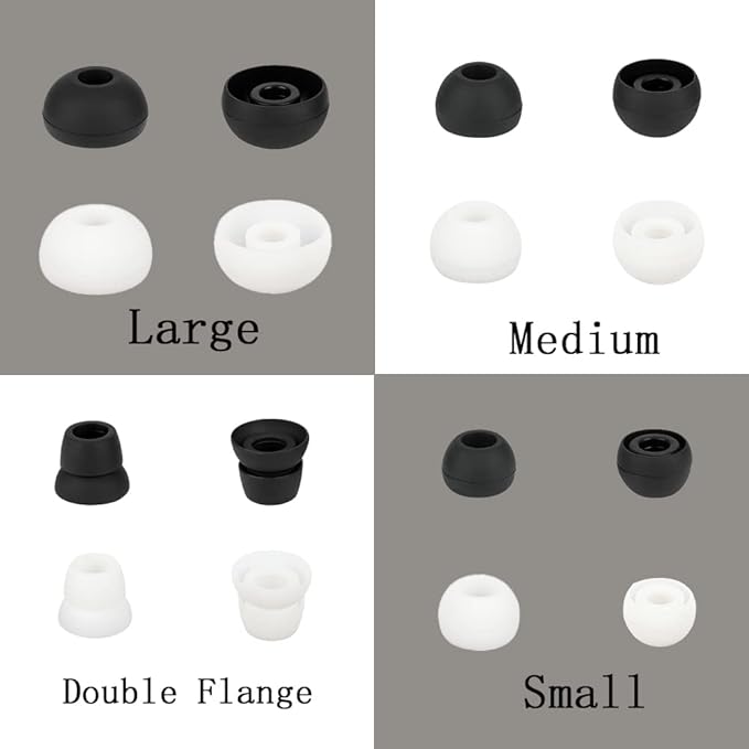 Replacement Earbud Tips Silicone Ear Tips Earbuds Buds Set Compatible with Powerbeats 1/2/3 Wireless Beats by Dre Headphones,8 Pairs Earbud Cap(Black+White)