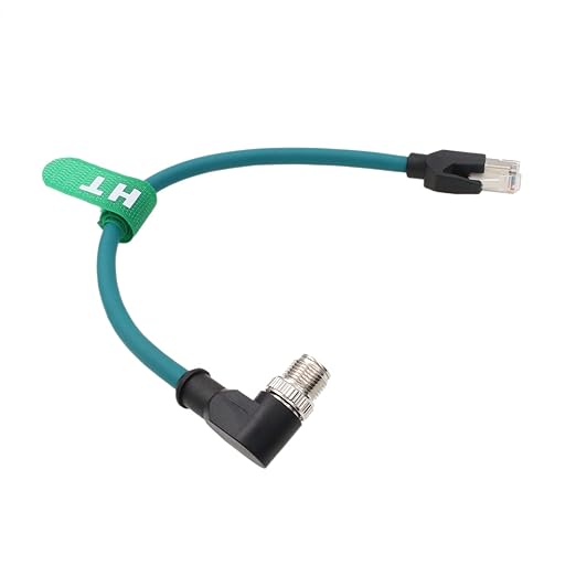 Ethernet Right Angle M12 8 Pin X-Coded RJ45 CAT-7e GigE High Speed Cable for Cognex Baumer Camera Sensor Switcher Router PLC 30cm