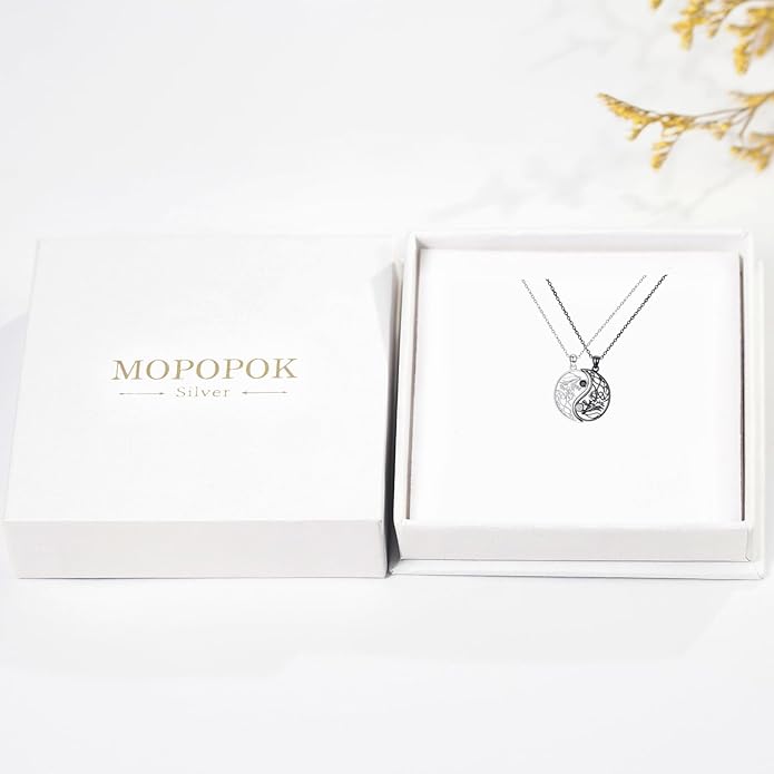 Couple Necklace S925 Sterling Silver for Women Men Mother and Daughter Matching Necklace Jewelry Gifts Birthday Valentine's Day Christmas Thanksgiving