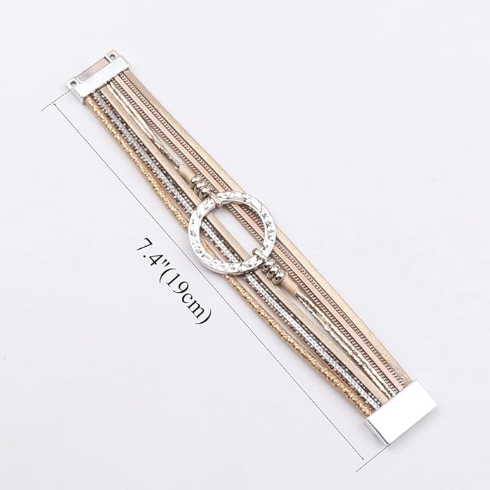 KSQS Tree of Life Leather Multi-Layer Wraps Bracelet,Boho Wide Buckle Wristband Bangle,Braided Cuff Bracelets for Women