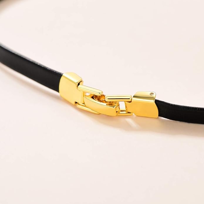 Custom4U Personalized Black Leather Choker Necklace with Picture/Name/Initials/Letters Charm,Custom Made Adjustable Choker Collar Gothic Punk Necklaces Jewelry Gifts for Women