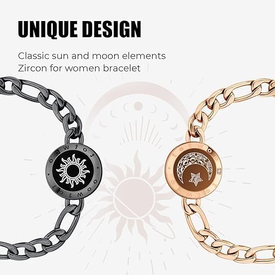 TOTWOO Long Distance Touch Bracelets for Couples, Smart Light & Vibration Love Jewelry, Long Distance Valentines Day Gifts for Him Her Women Men, One-to-One Bluetooth Pairing via App