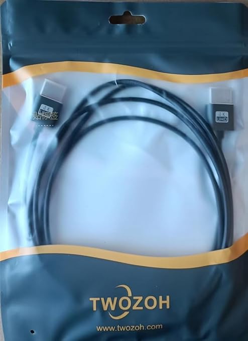Twozoh Ultra-Thin HDMI to HDMI Cable 6.6FT, Hyper Slim HDMI 2.0 Cable, Extreme Flexible HDMI Cord Support 3D/4K@60Hz, 2160P, 1080P