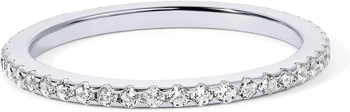 PAVOI 14K Gold Plated Solid 925 Sterling Silver CZ Simulated Diamond Stackable Ring Eternity Bands for Women