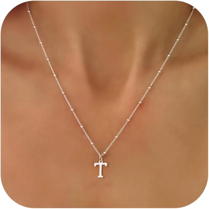 Valentines Gifts for Her Women - Initial Necklaces for Women Dainty 14k Gold Plated A-Z Letter Pendant Name Necklaces Cute Charm Choker Fashion Accessories Non Tarnish Trendy Jewelry Gift