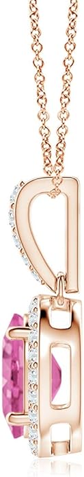 Angara Natural Pink Sapphire Pendant for Women | Vintage Style Oval Pink Sapphire Halo Pendant in 14K Solid Gold/Platinum With 18" Chain | Birthday, Anniversary, Gemstone Jewelry Gift